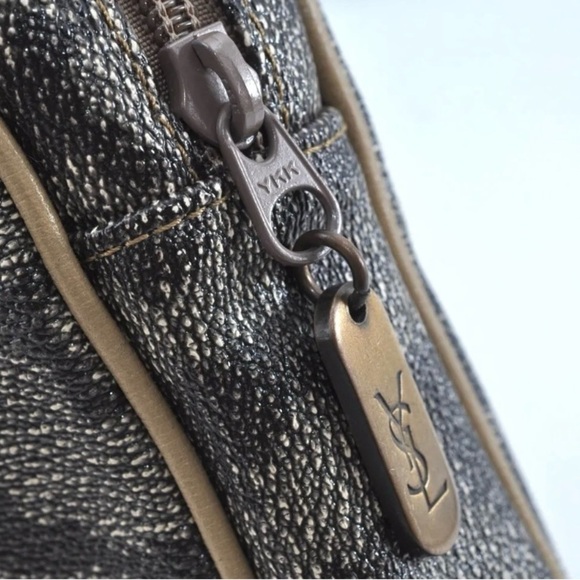 YVES Saint Laurent Coated Canvas Clutch/Handbag/Toiletry/ Cosmetic Bag - Picture 7 of 11